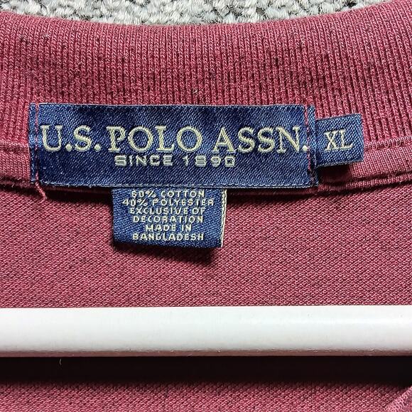 U.S. Polo Assn Men’s Burgundy Polo Shirt XL Classic Fit Preppy Cotton - Picture 2 of 4